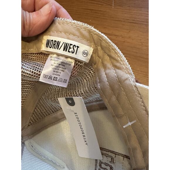 Anthropologie Baseball Hat Cowboy Trucker Hat Snapback New With Tags Crème - Picture 6 of 7